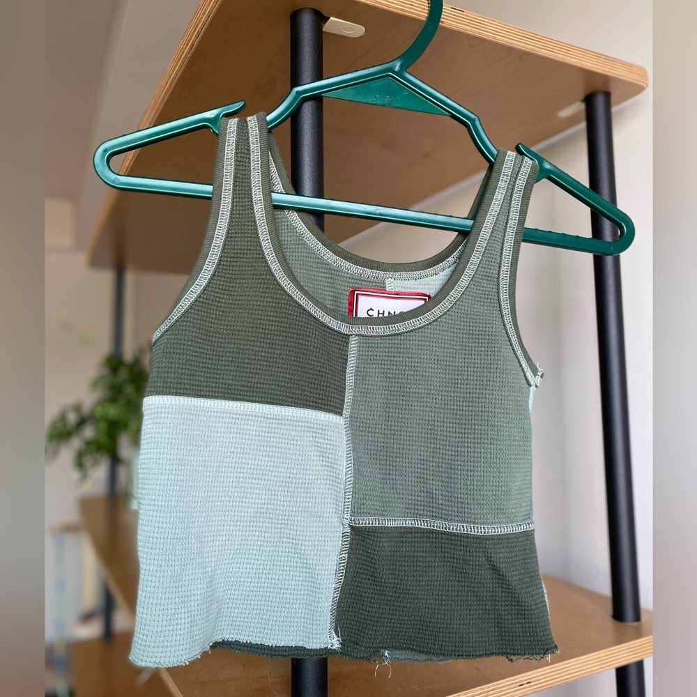 CHNGE Pieced and Paneled Tank in Seafoam, size XS